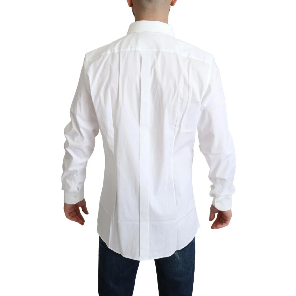 Gabbana White Cotton Stretch Dress Shirt Long Sleeve Authentic Style Dolce &