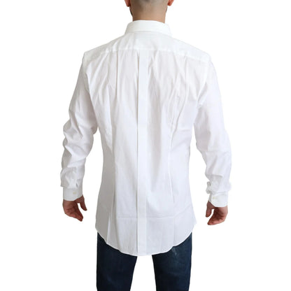 Gabbana White Cotton Stretch Dress Shirt Long Sleeve Authentic Style Dolce &