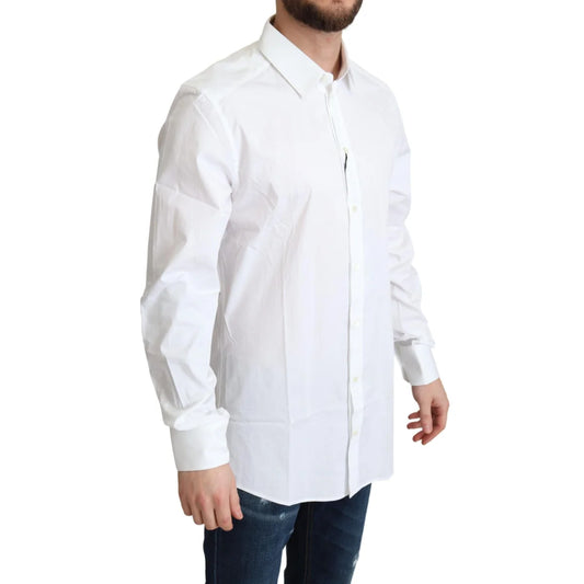 Gabbana White Cotton Stretch Dress Shirt Long Sleeve Authentic Style Dolce &