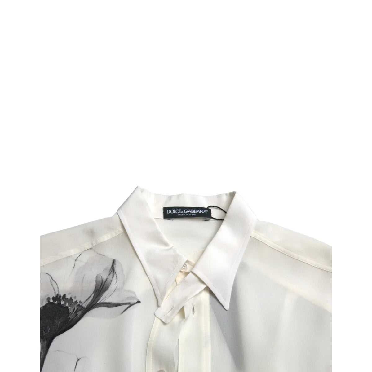 Gabbana White Floral Collared Silk Dress Shirt for Effortless Elegance Dolce &