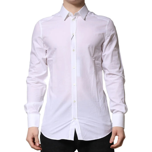 Gabbana White Gold Long Sleeves Dress Shirt Classic Elegance Dolce &