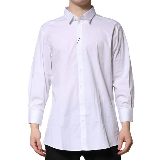 Gabbana White Gold Long Sleeves Dress Shirt Classic Elegance Dolce &