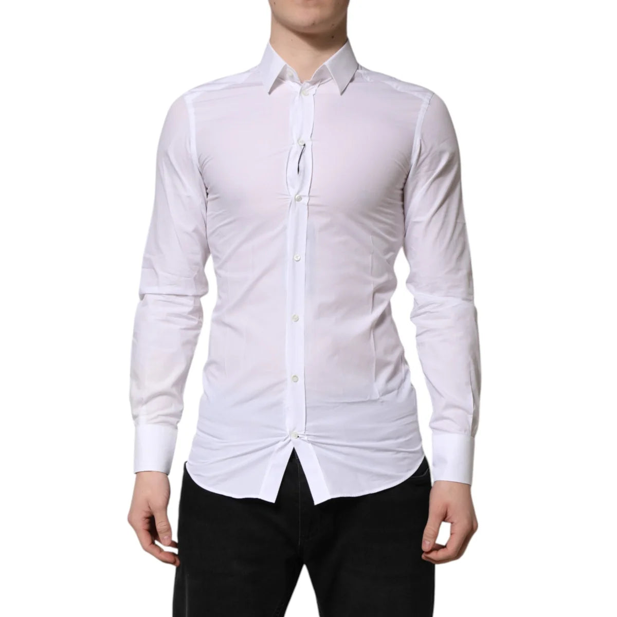 Gabbana White Gold Long Sleeves Dress Shirt Classic Luxury Style Dolce &