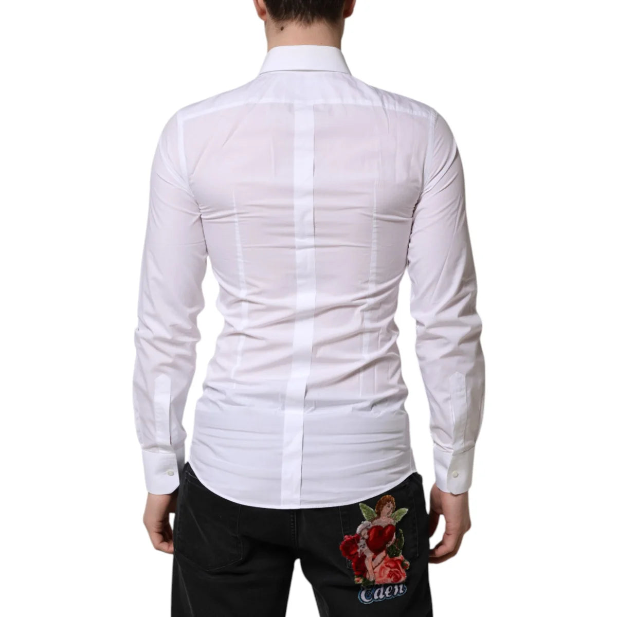 Gabbana White Gold Long Sleeves Dress Shirt Classic Luxury Style Dolce &