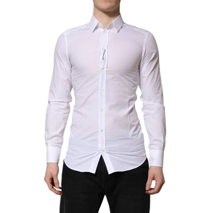Gabbana White Gold Long Sleeves Dress Shirt Classic Luxury Style Dolce &