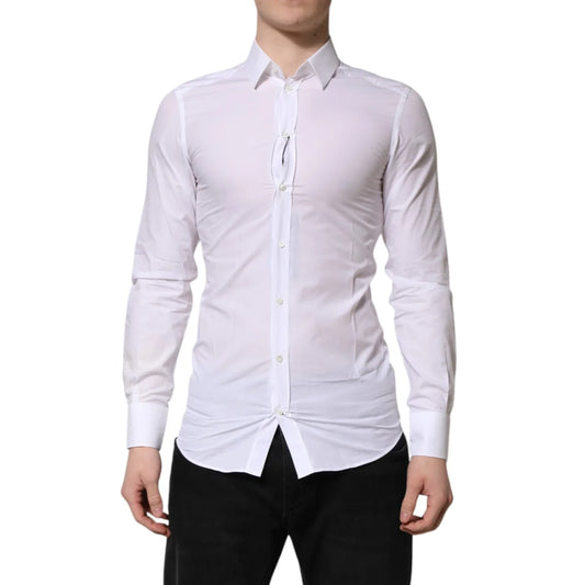 Gabbana White Gold Long Sleeves Dress Shirt Classic Luxury Style Dolce &