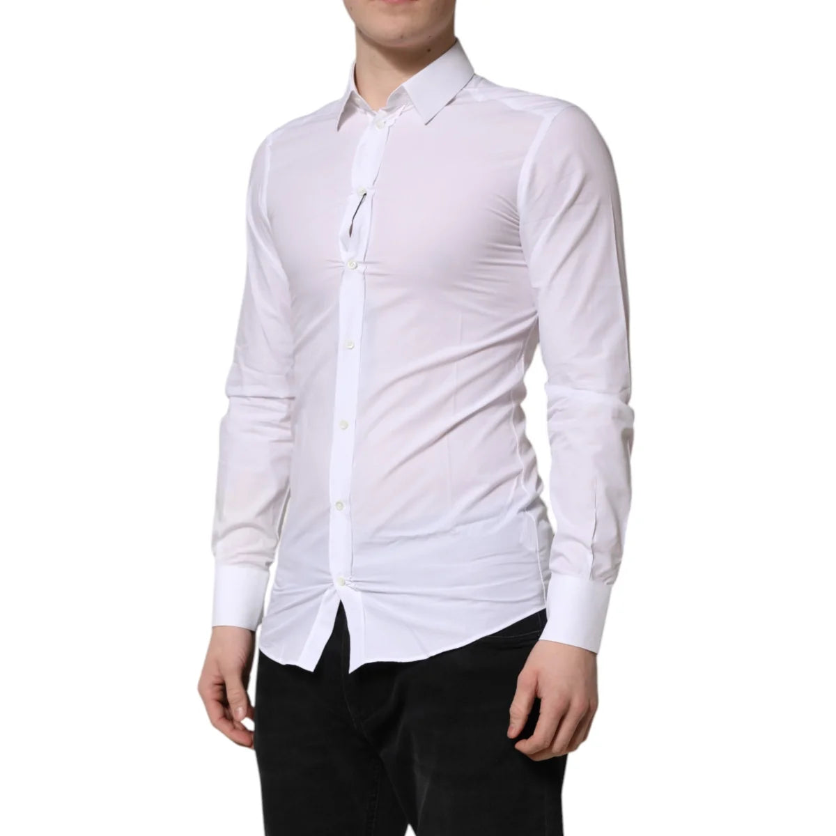 Gabbana White Gold Long Sleeves Dress Shirt Classic Luxury Style Dolce &