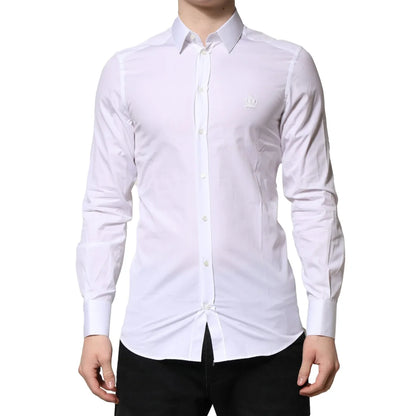 Gabbana White Gold Long Sleeves Dress Shirt for Effortless Sophistication Dolce &