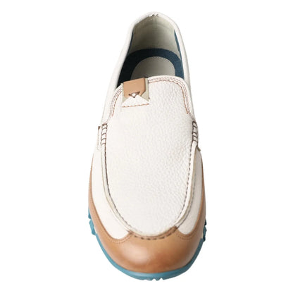 Gabbana White Leather Rubber Sole Slipper Loafers by Dolce &