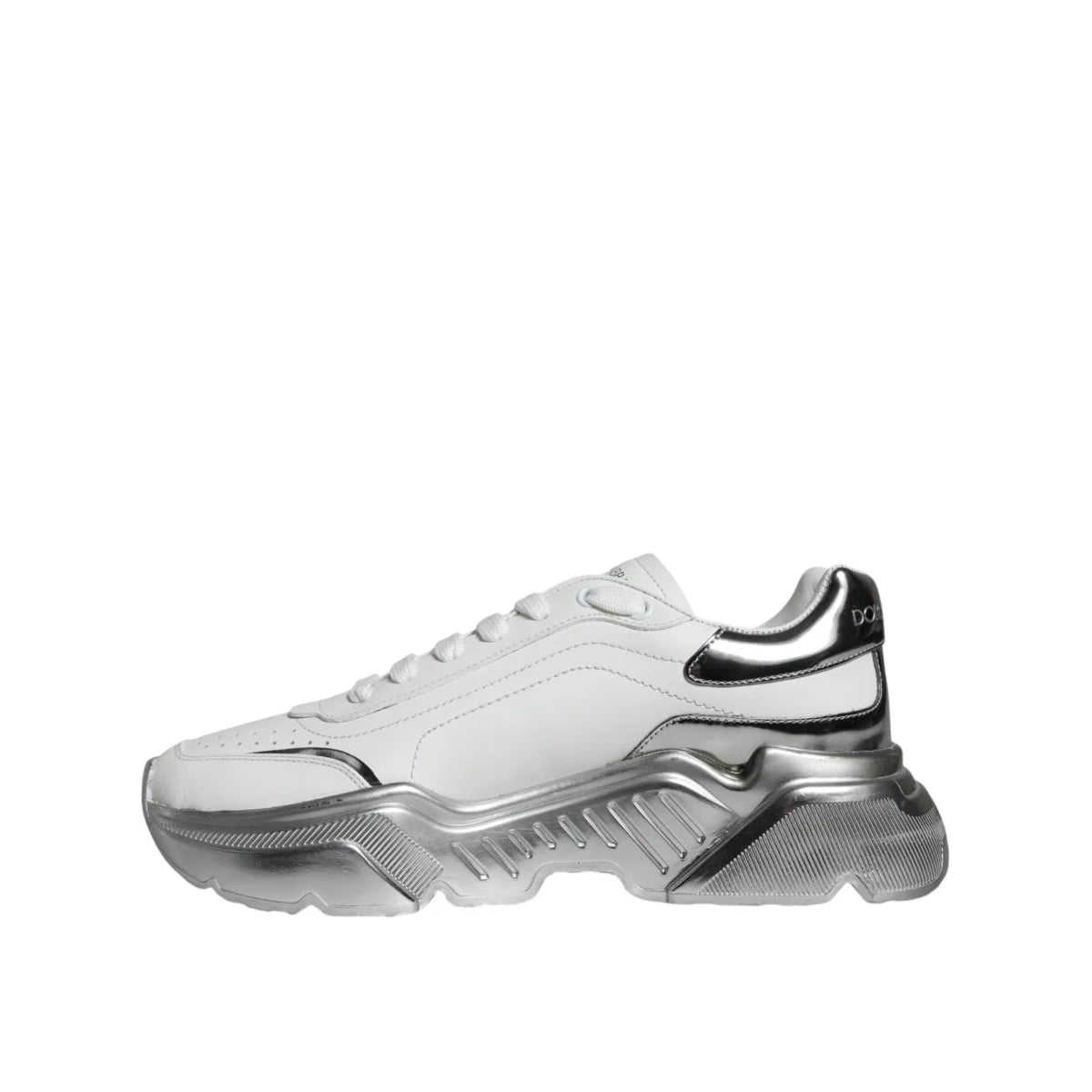 Gabbana White Silver Daymaster Low Top Sneakers Authentic Luxury Style Dolce &