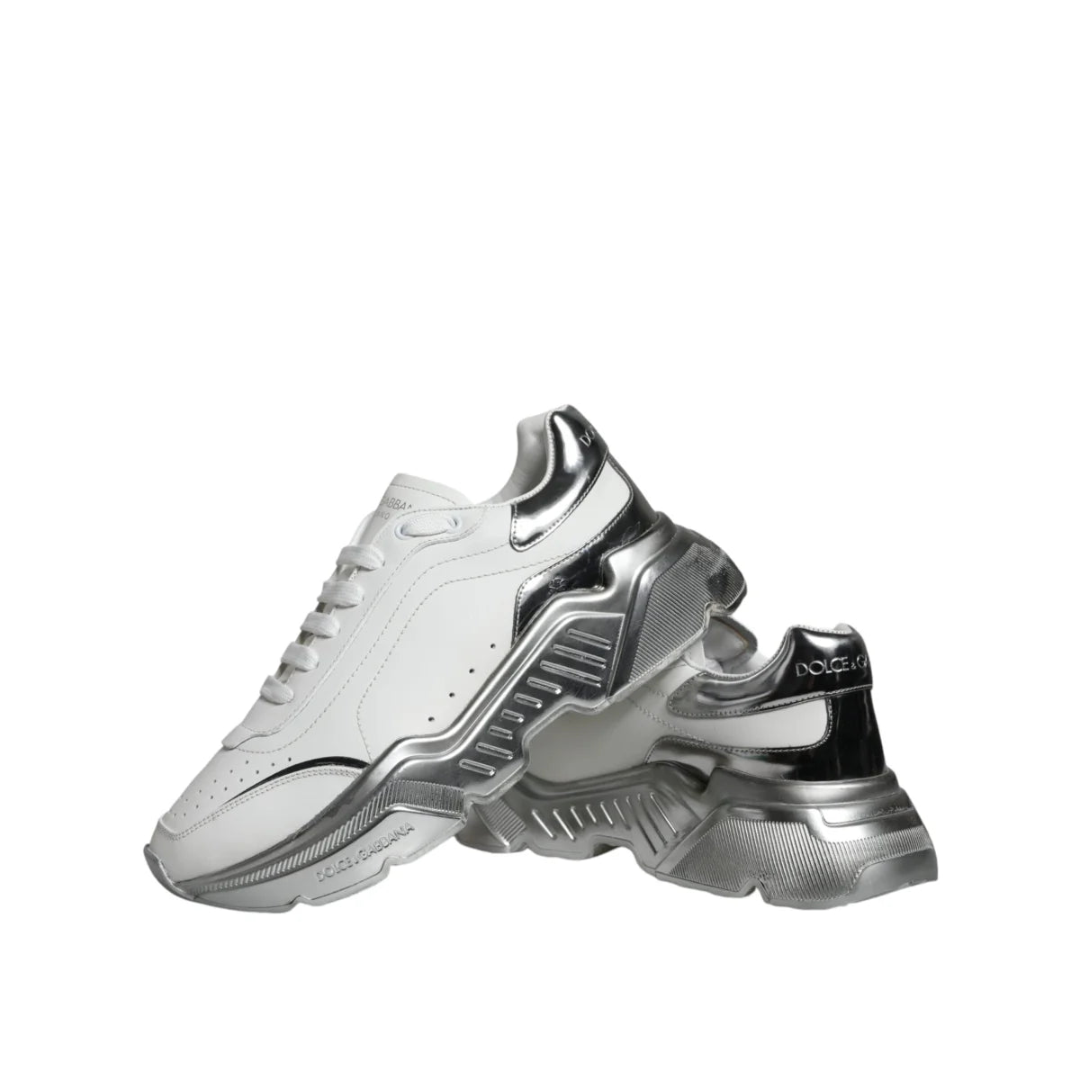 Gabbana White Silver Daymaster Low Top Sneakers Authentic Luxury Style Dolce &