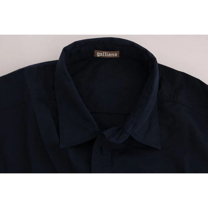 Galliano Blue Cotton Casual Shirt Authentic Designer Style John