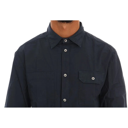 Galliano Blue Cotton Casual Shirt Authentic Designer Style John