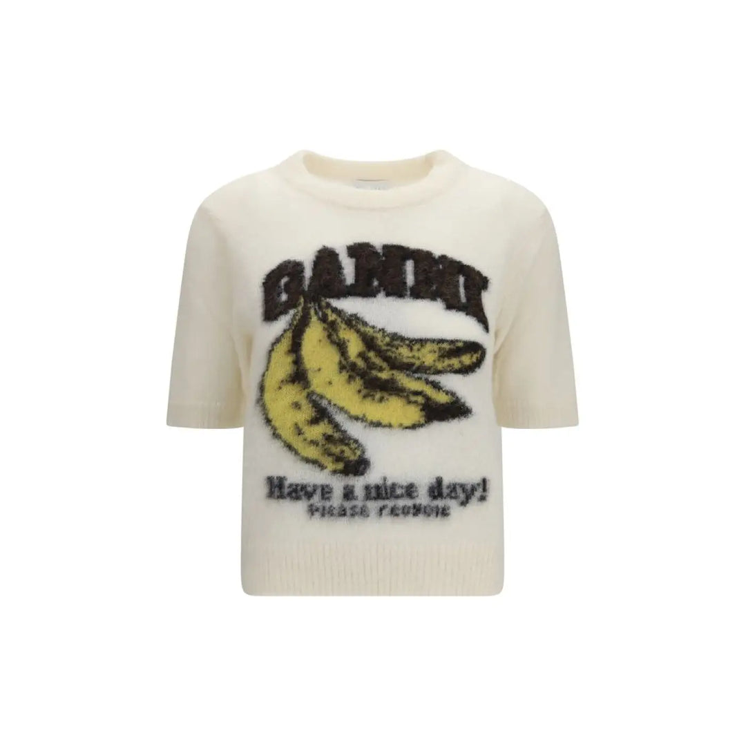 Ganni Beige Alpaca Vicugna Pacos T-shirt
