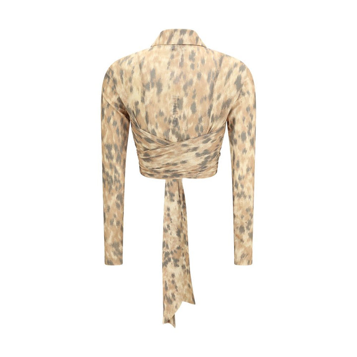Ganni Blouses - Women’s Beige Recycled Polyester Blouse