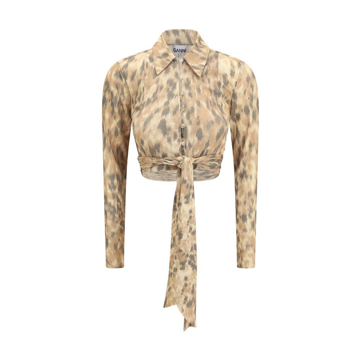 Ganni Blouses - Women’s Beige Recycled Polyester Blouse