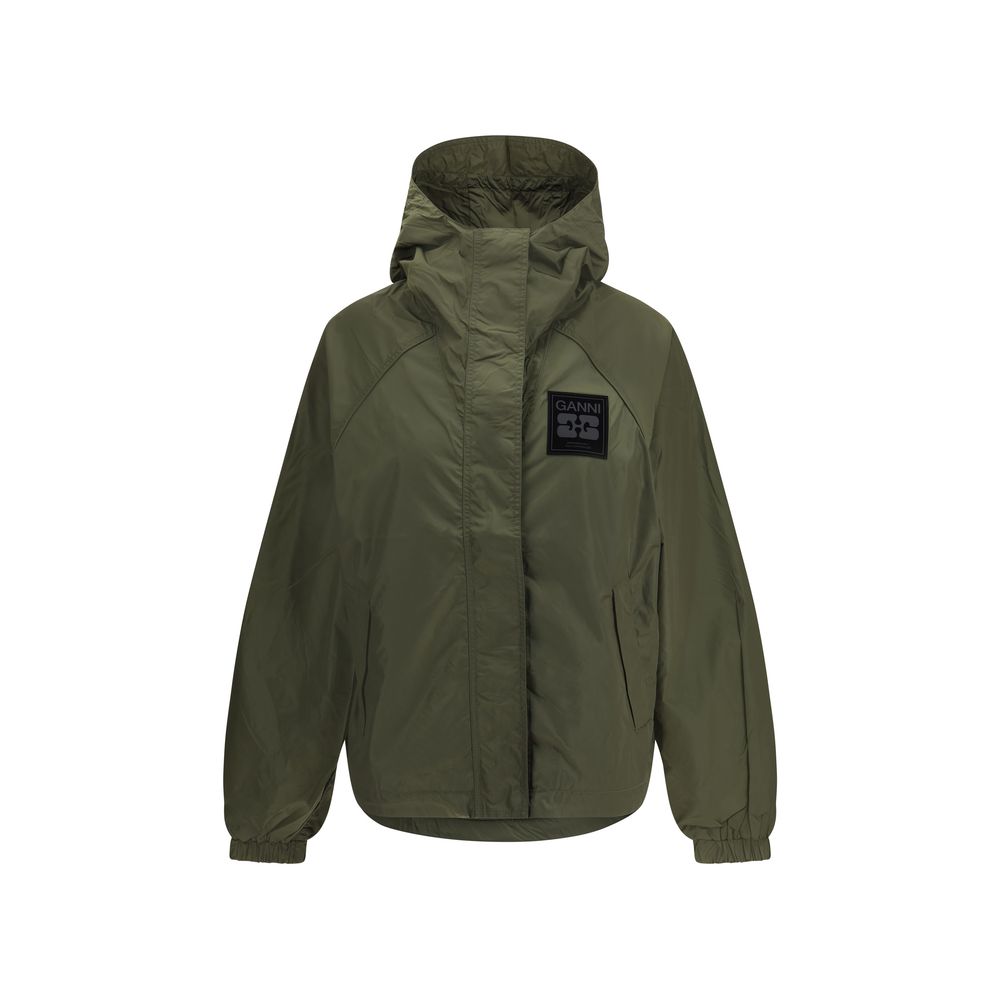 Ganni Rain Coats - Bicolor Nylon Shell Jacket