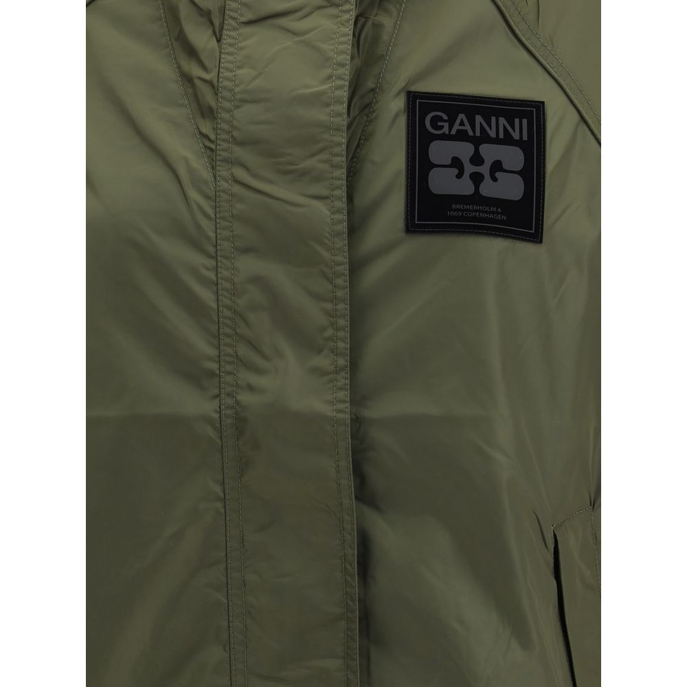 Ganni Rain Coats - Bicolor Nylon Shell Jacket