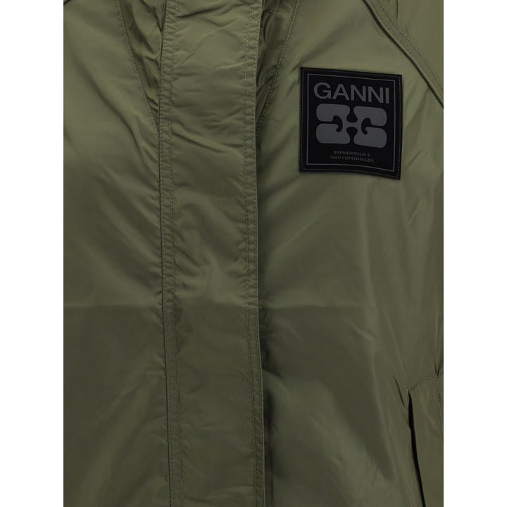 Ganni Rain Coats - Bicolor Nylon Shell Jacket