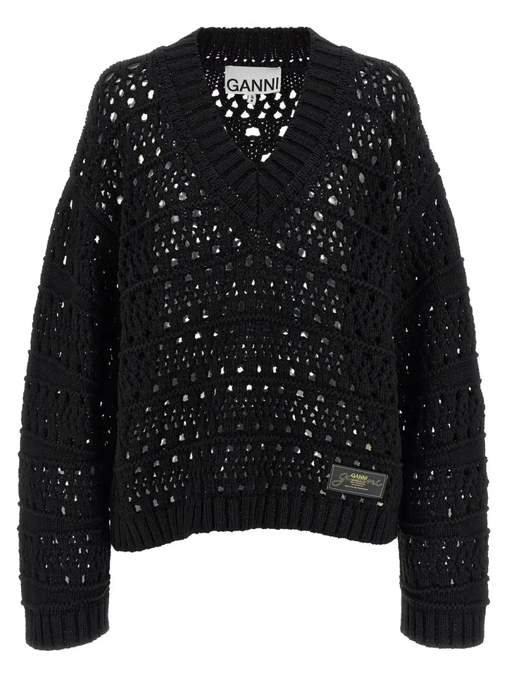 Ganni Black Cotton Cardigan