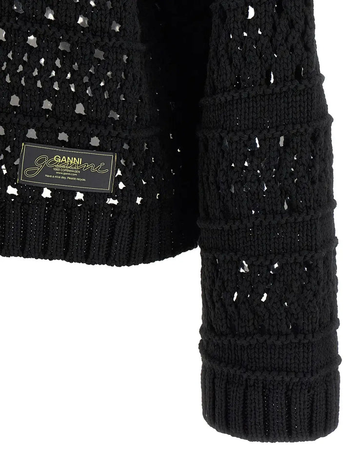 Ganni Black Cotton Cardigan