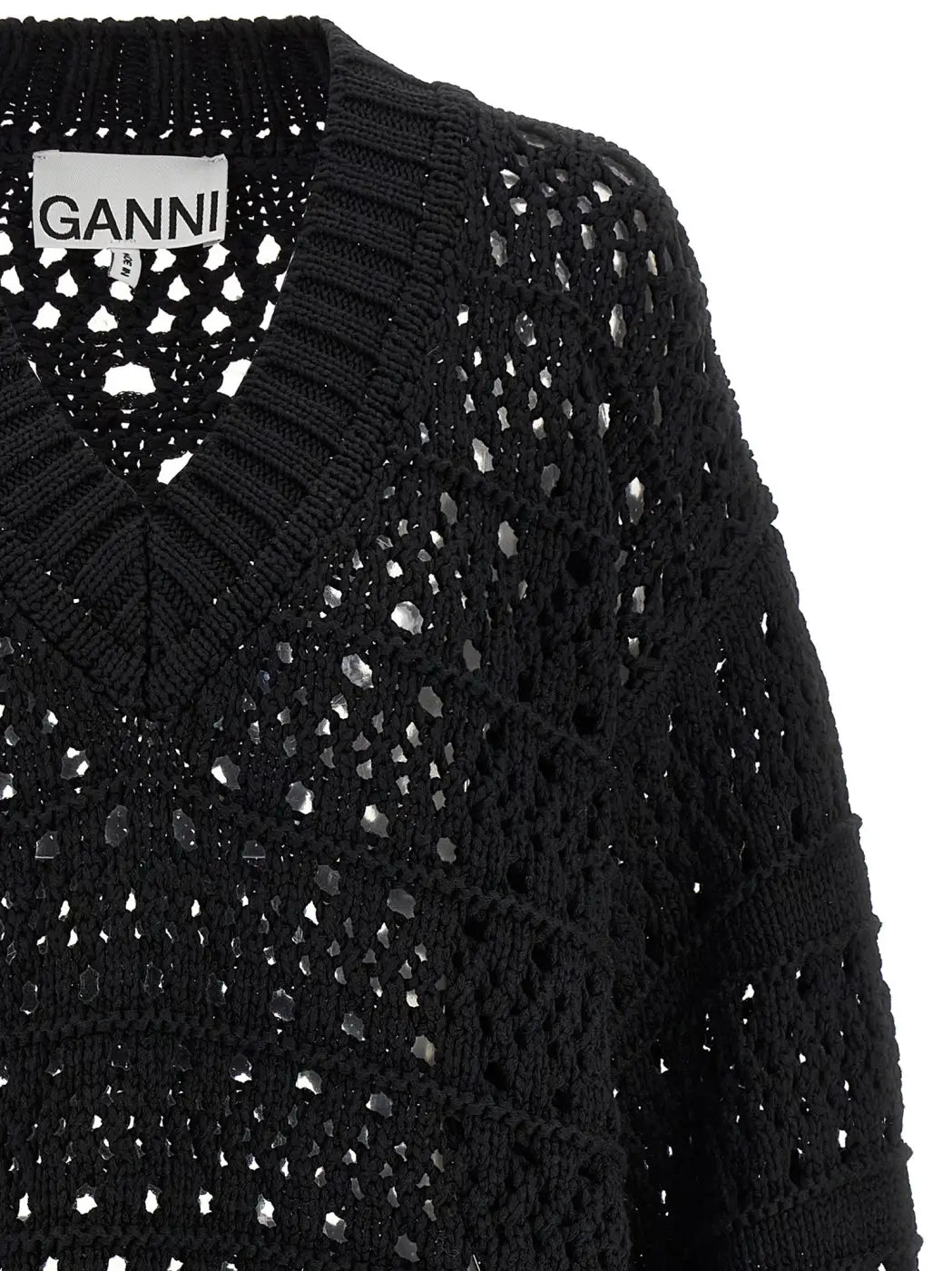 Ganni Black Cotton Cardigan