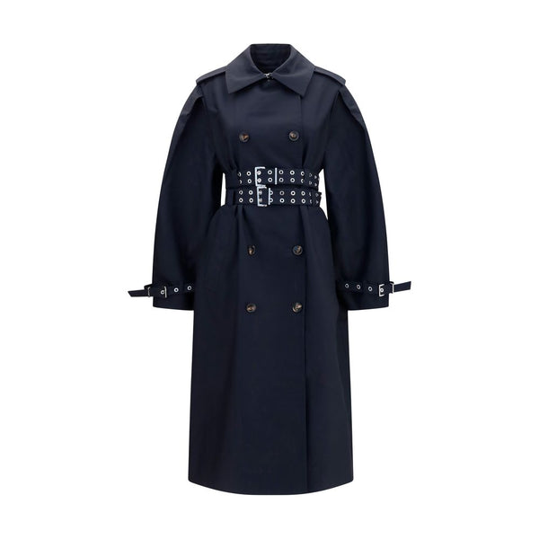 Ganni Trench Coats - Black Cotton Coat