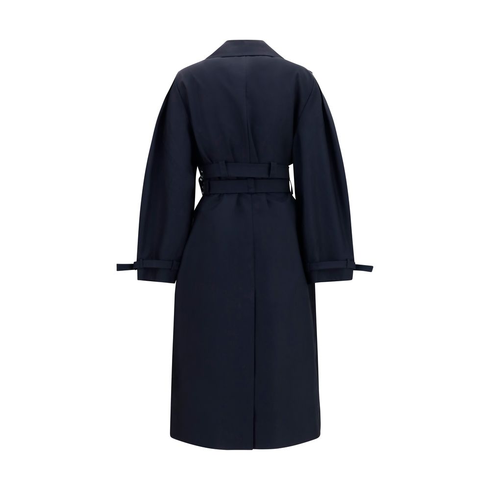 Ganni Trench Coats - Black Cotton Coat