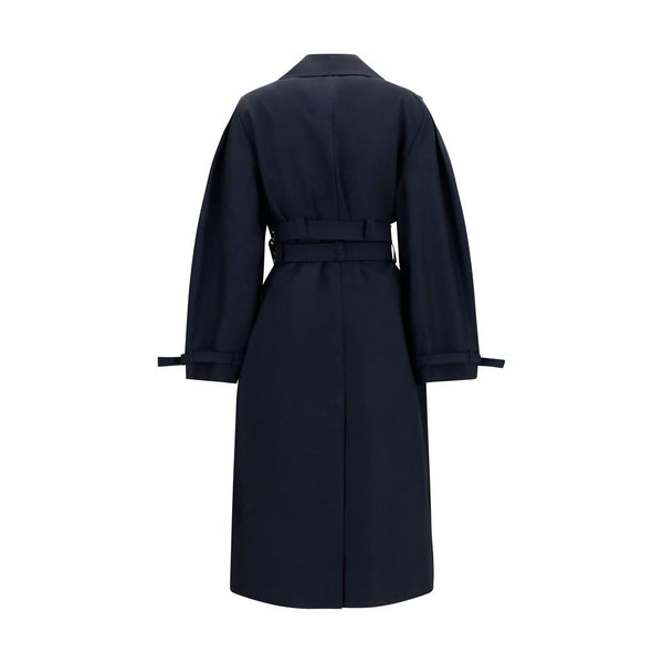 Ganni Trench Coats - Black Cotton Coat