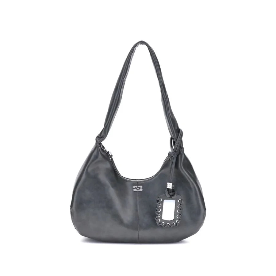 Ganni Black Lyocell Shoulder Bag