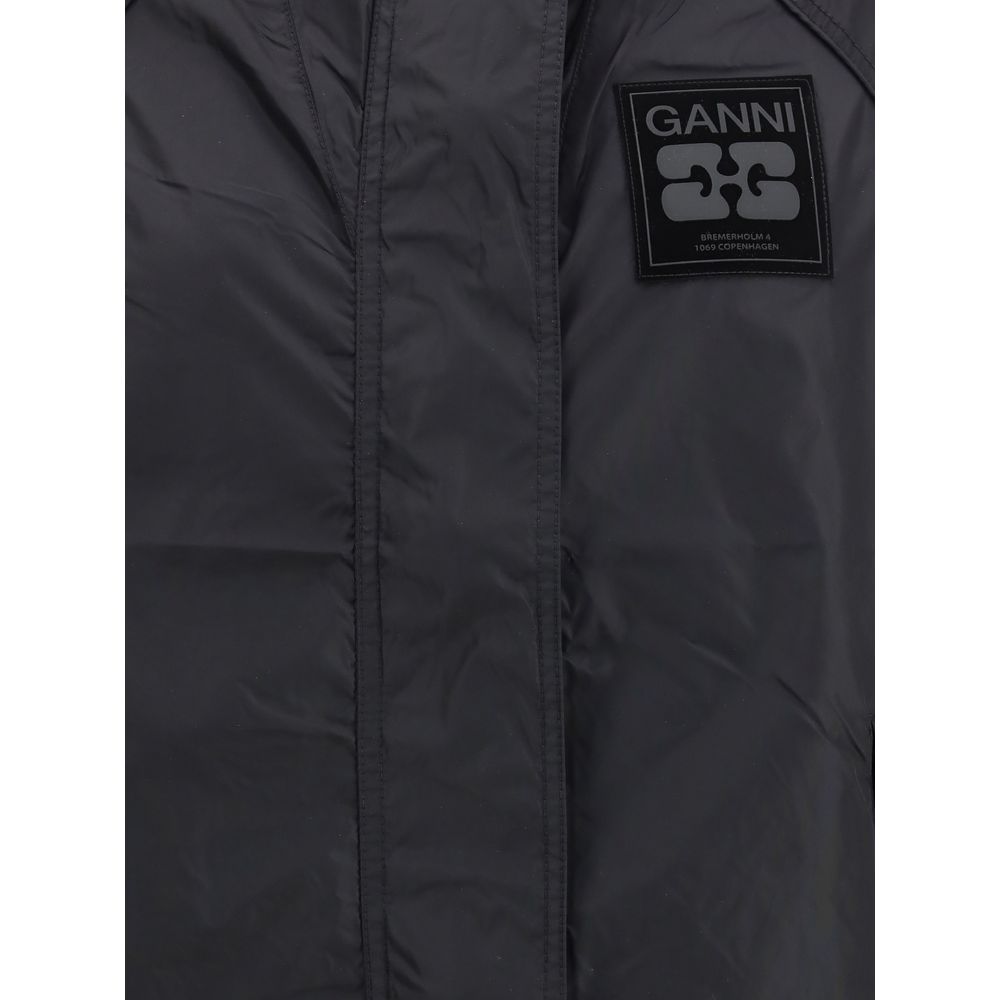 Ganni Coats &amp; Jackets - Black Nylon Shell Jacket