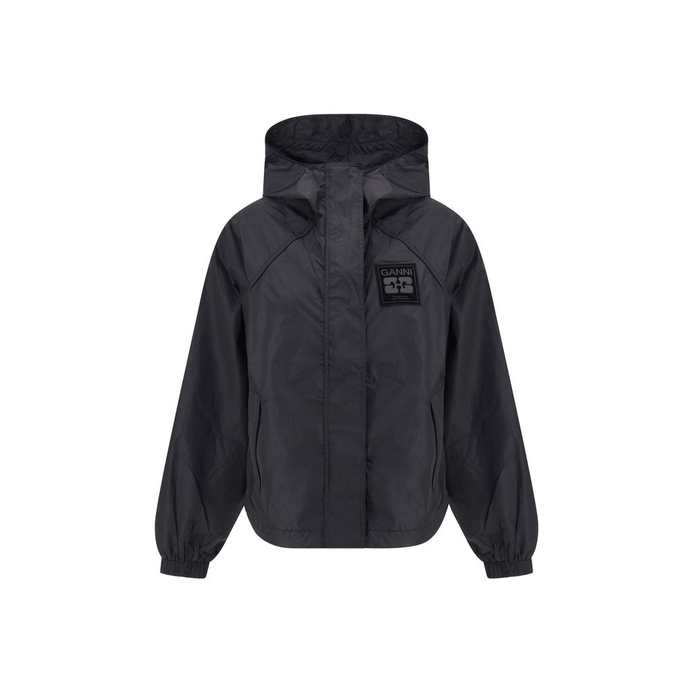 Ganni Coats &amp; Jackets - Black Nylon Shell Jacket
