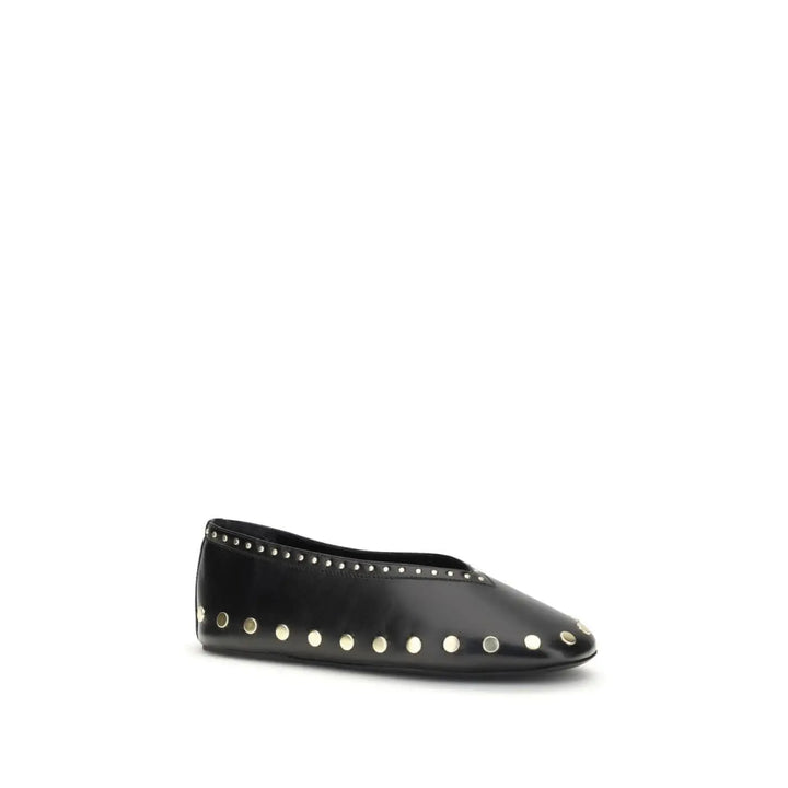 Ganni Black Polyurethane Ballet Flats