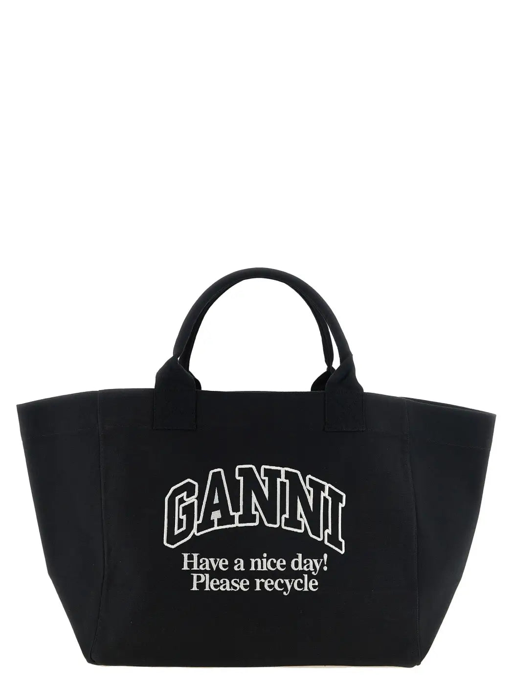 Ganni Black Recycled Cotton Tote Bag
