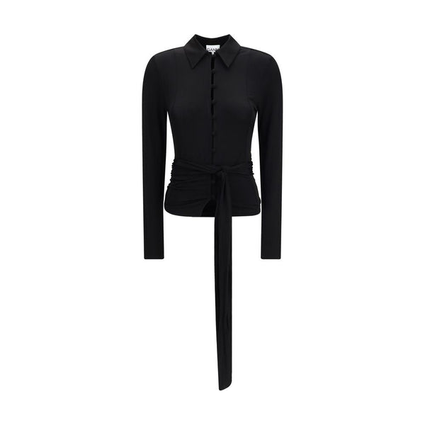 Ganni Blouses - Black Recycled Polyester Shirt