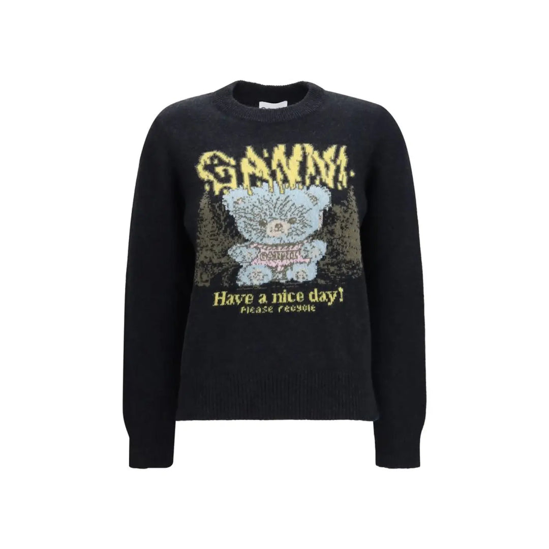 Ganni Black Recycled Wool Sweatshirt