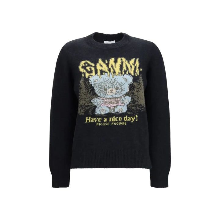 Ganni Black Recycled Wool Sweatshirt