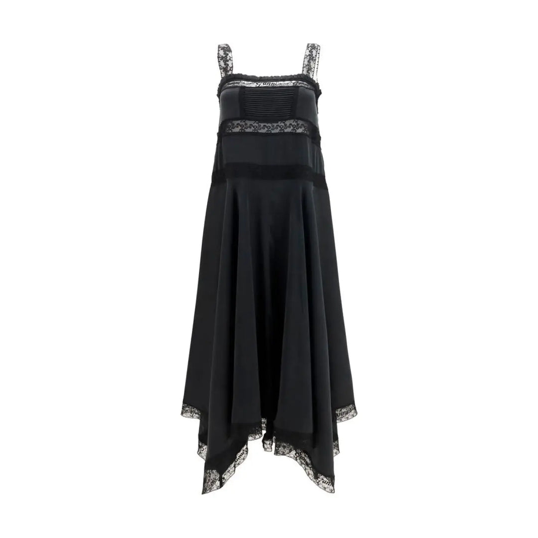 Ganni Black Silk Casual Dress