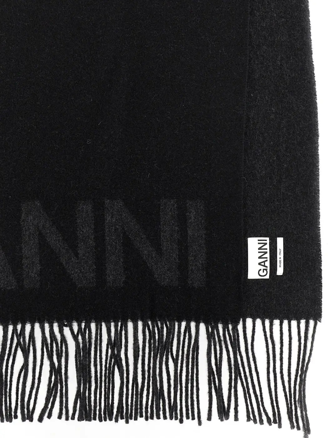 Ganni Black Wool Scarf