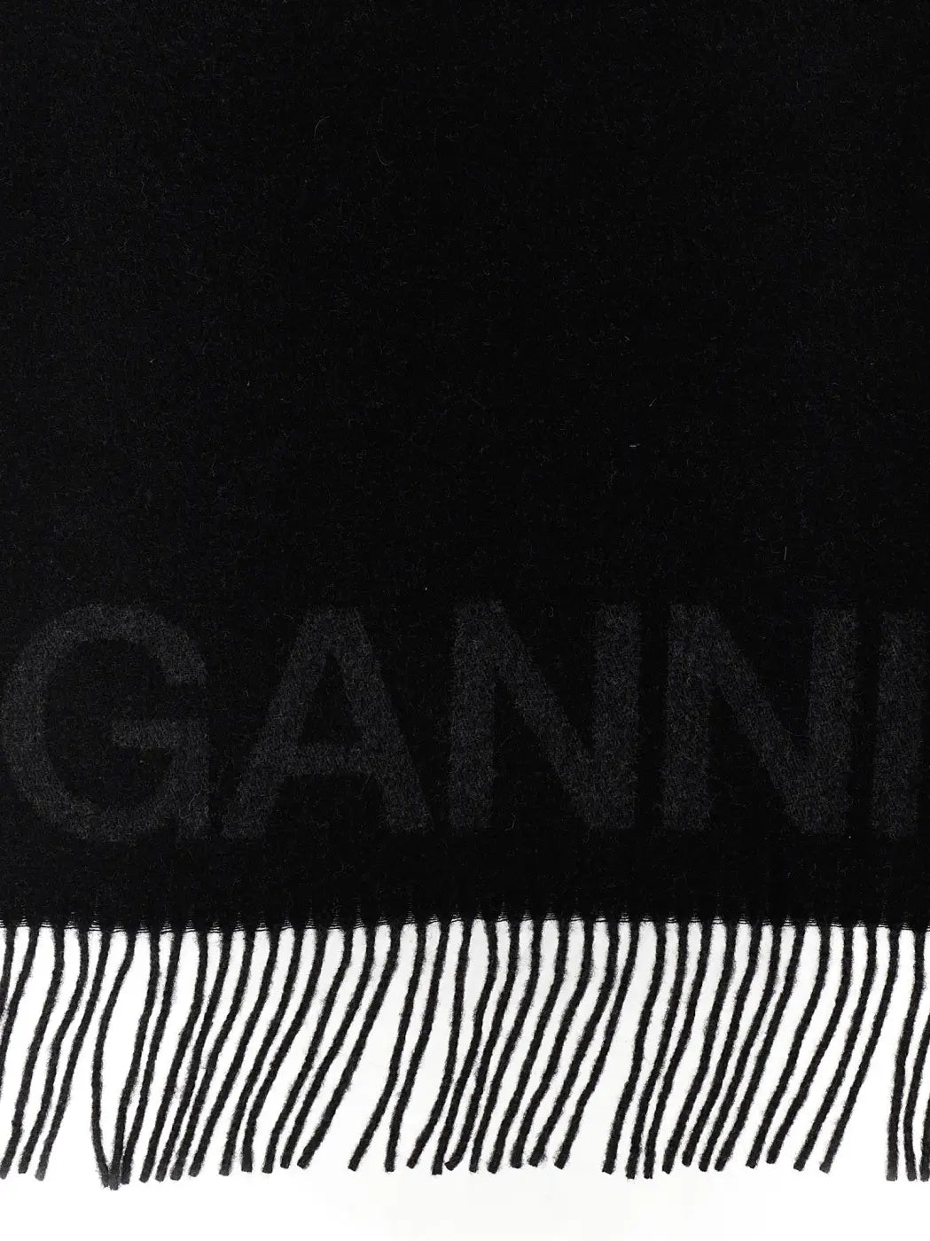 Ganni Black Wool Scarf