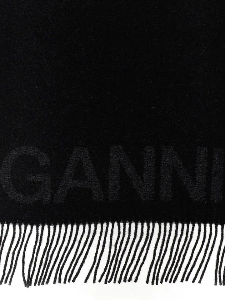 Ganni Black Wool Scarf