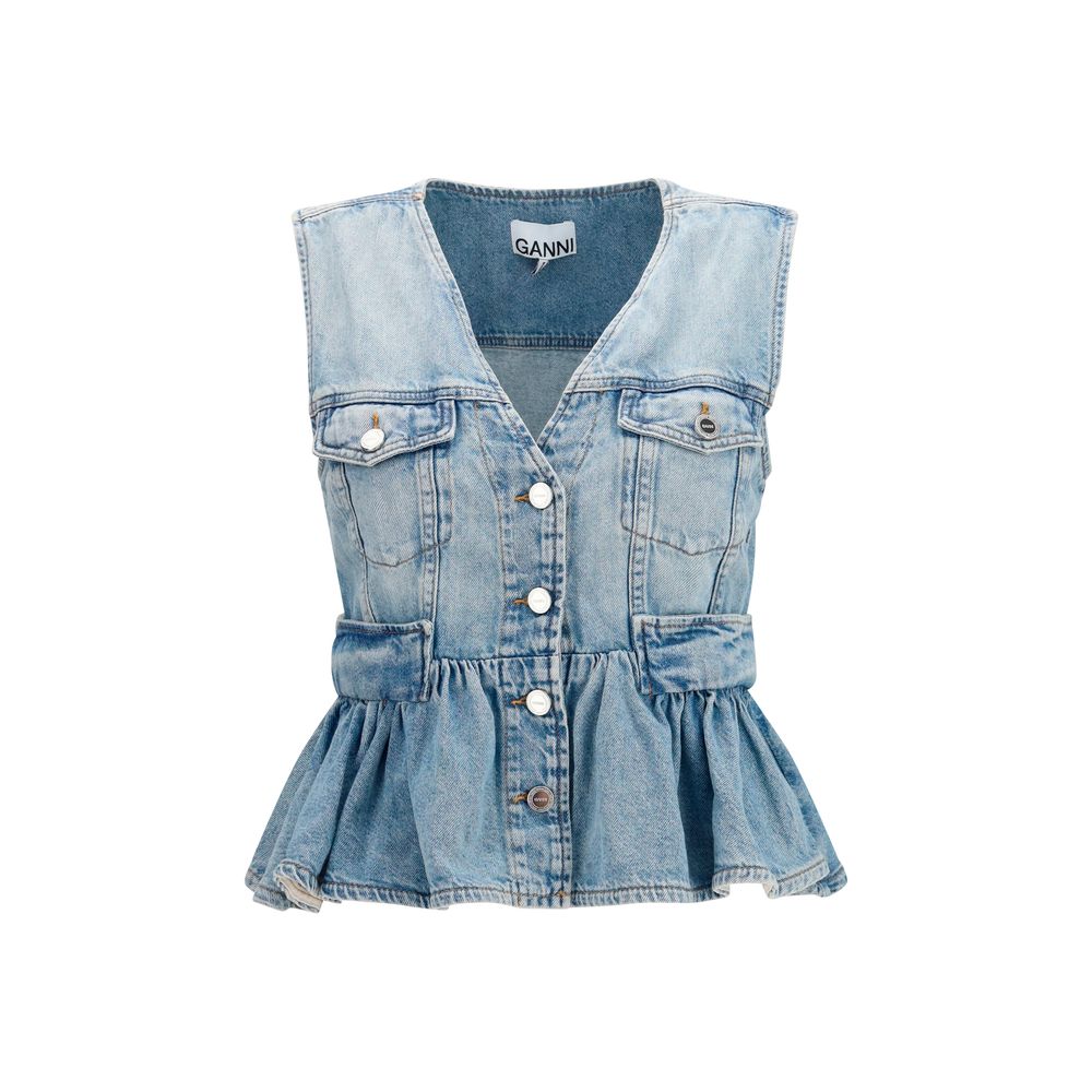 Ganni Coats &amp; Jackets - Blue Cotton Denim Jacket