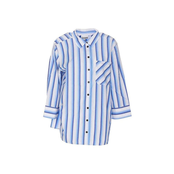 Ganni Shirts - Blue Cotton Pattern Shirt