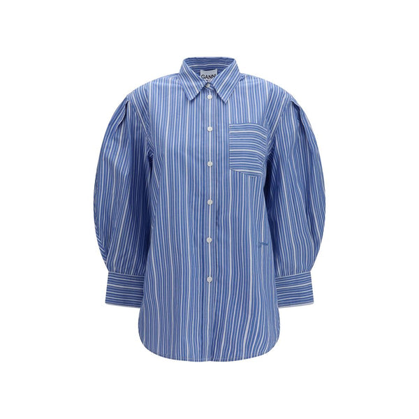 Ganni Shirts - Blue Cotton Shirt