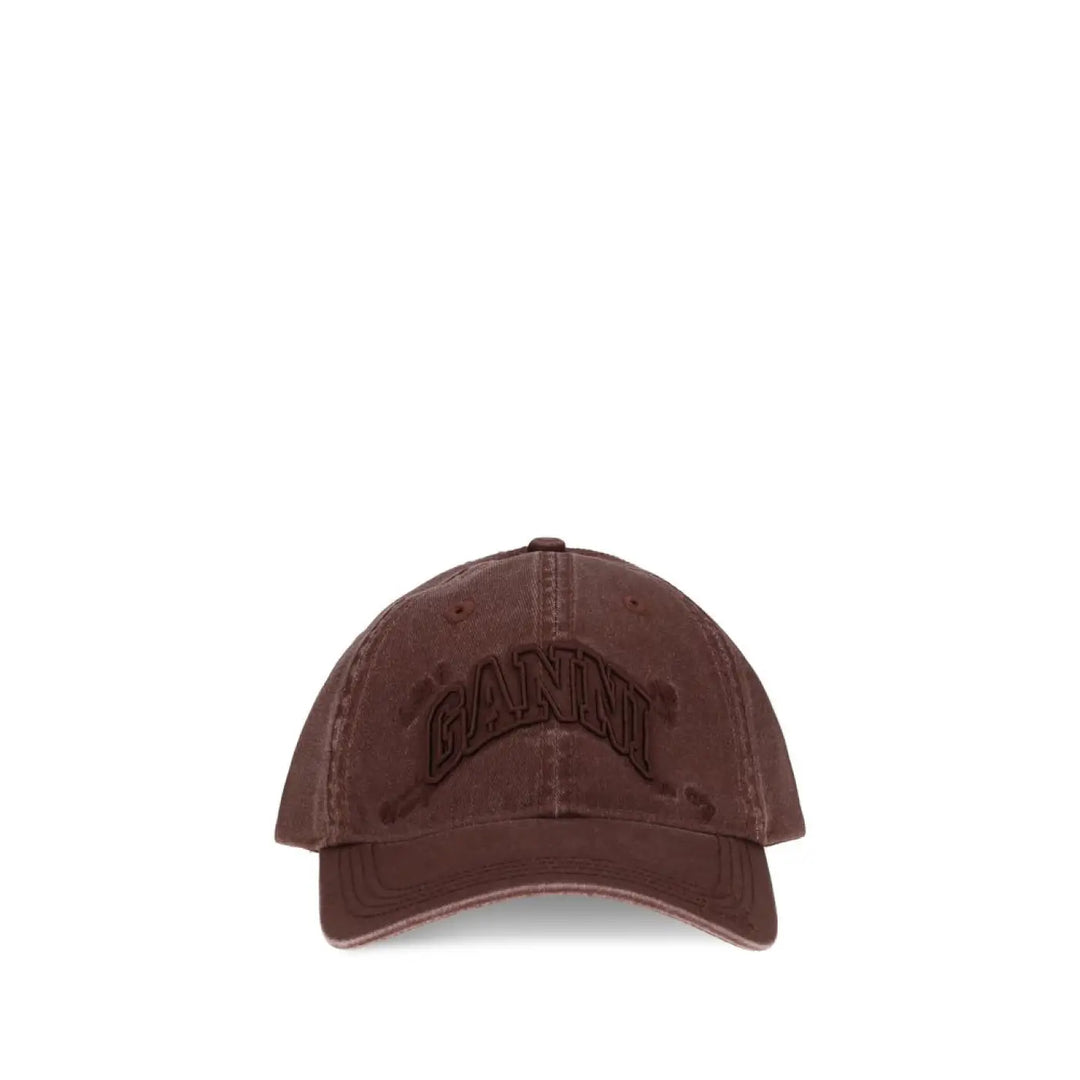 Ganni Bordeaux Cotton Cap (baseball Hat)