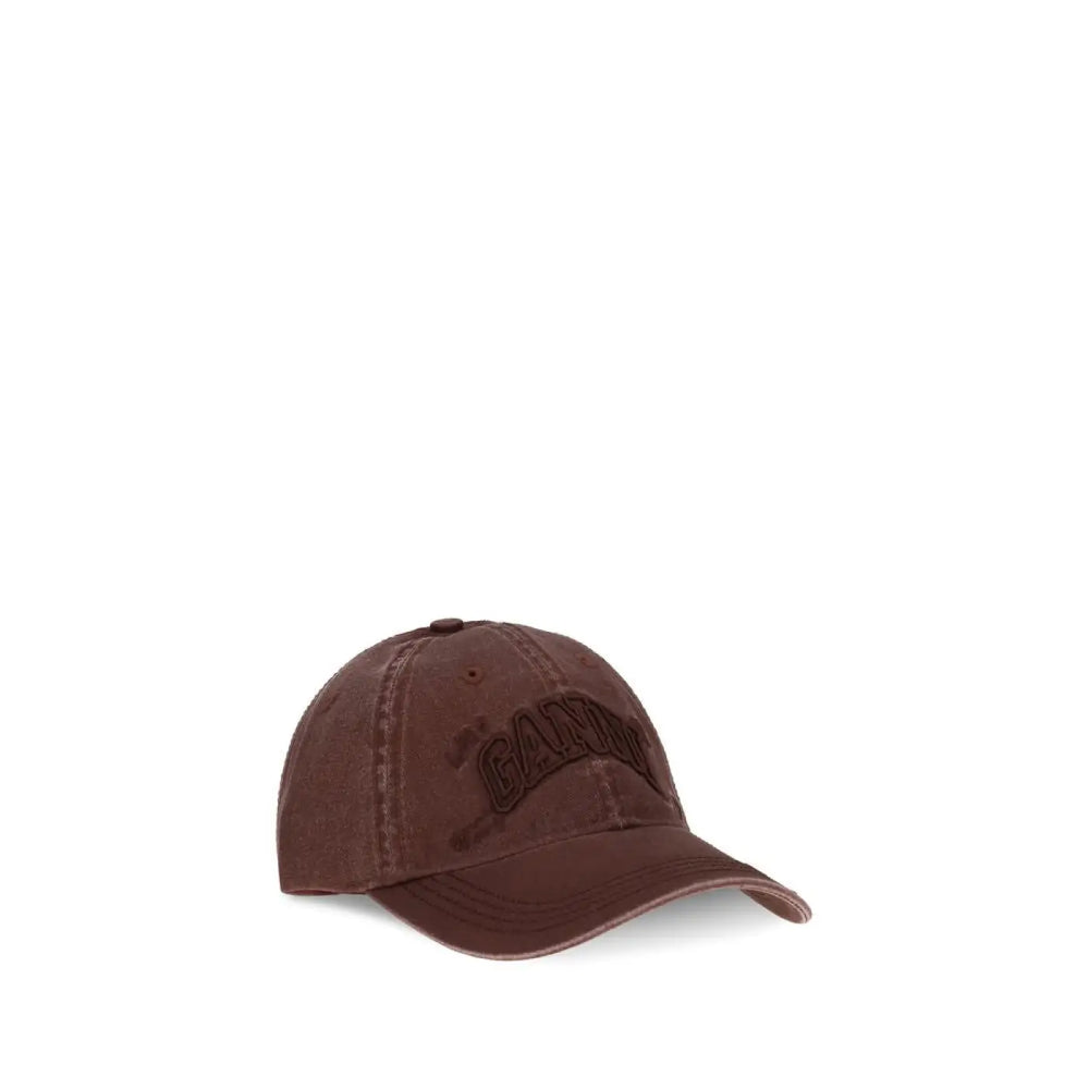 Ganni Bordeaux Cotton Cap (baseball Hat)