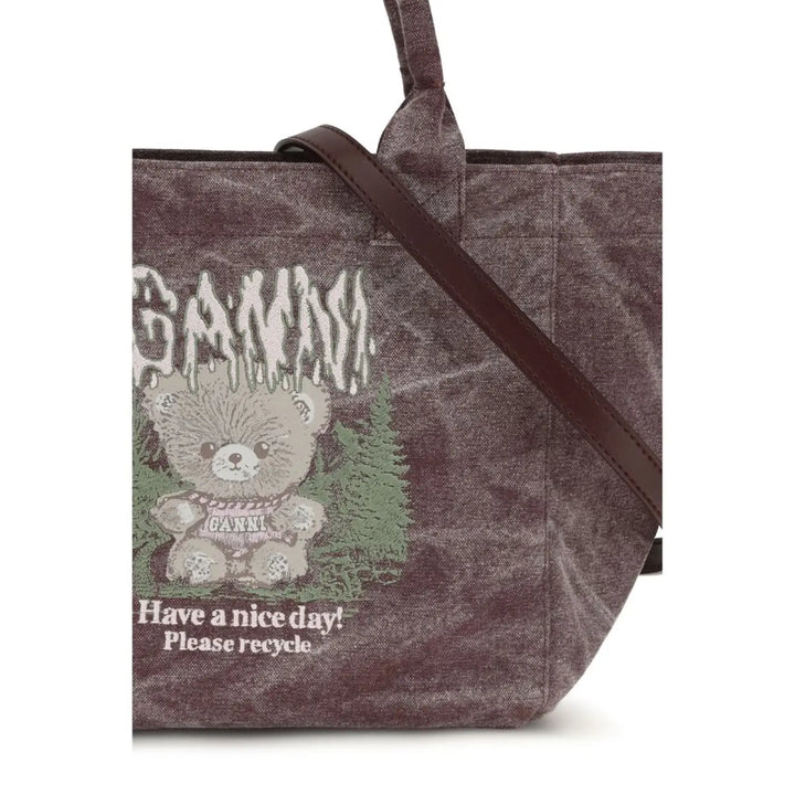 Ganni Bordeaux Cotton Shoulder Bag