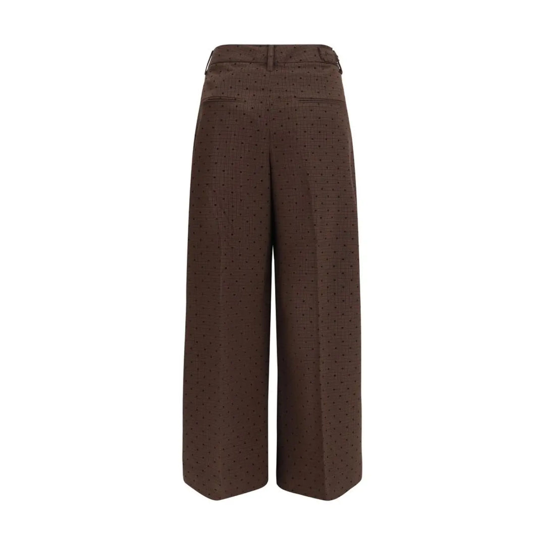 Ganni Brown Elastane Casual Pants