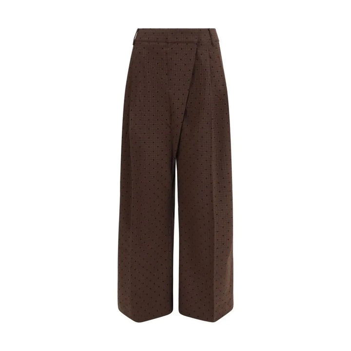 Ganni Brown Elastane Casual Pants