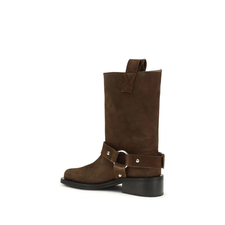 Ganni Brown Recycled Leather Lace-Up Boots
